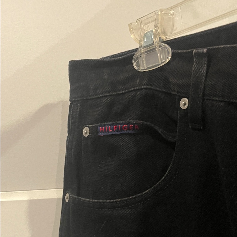 90s Y2K Tommy Hilfiger Black Carpenter Jeans Wide Leg Grunge 36/30 36 30 - Picture 16 of 16